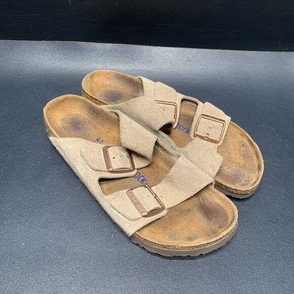 Birkenstock Arizona Sandal Leather Beige Size 41 EU 8 US, Wns 10, Slides Slip On main image 4